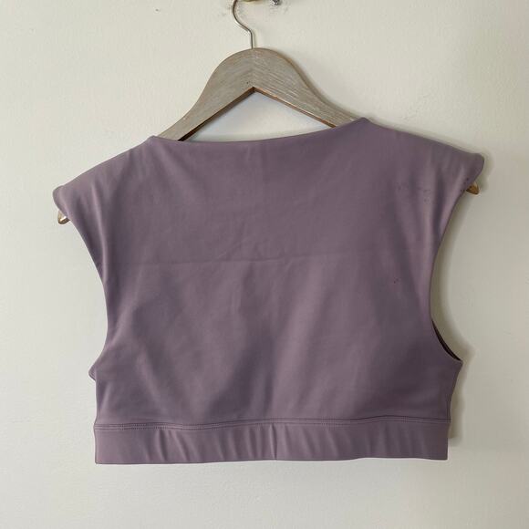 GIRLFRIEND COLLECTIVE Jolene Cropped Bra Cap Sleeve Padded Top Size Large - Picture 6 of 8